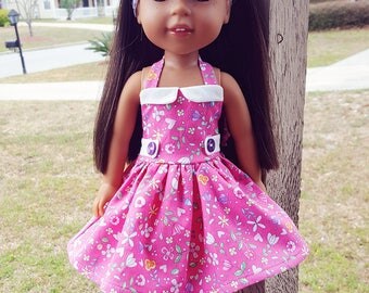 14.5 inch doll clothes Pink Halter Dress