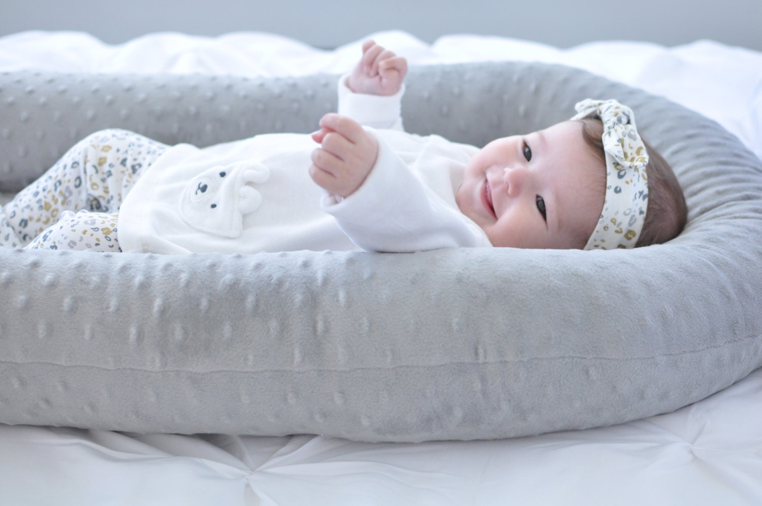 Cosleep Baby Bed white and gray cosleeping Baby Pillow
