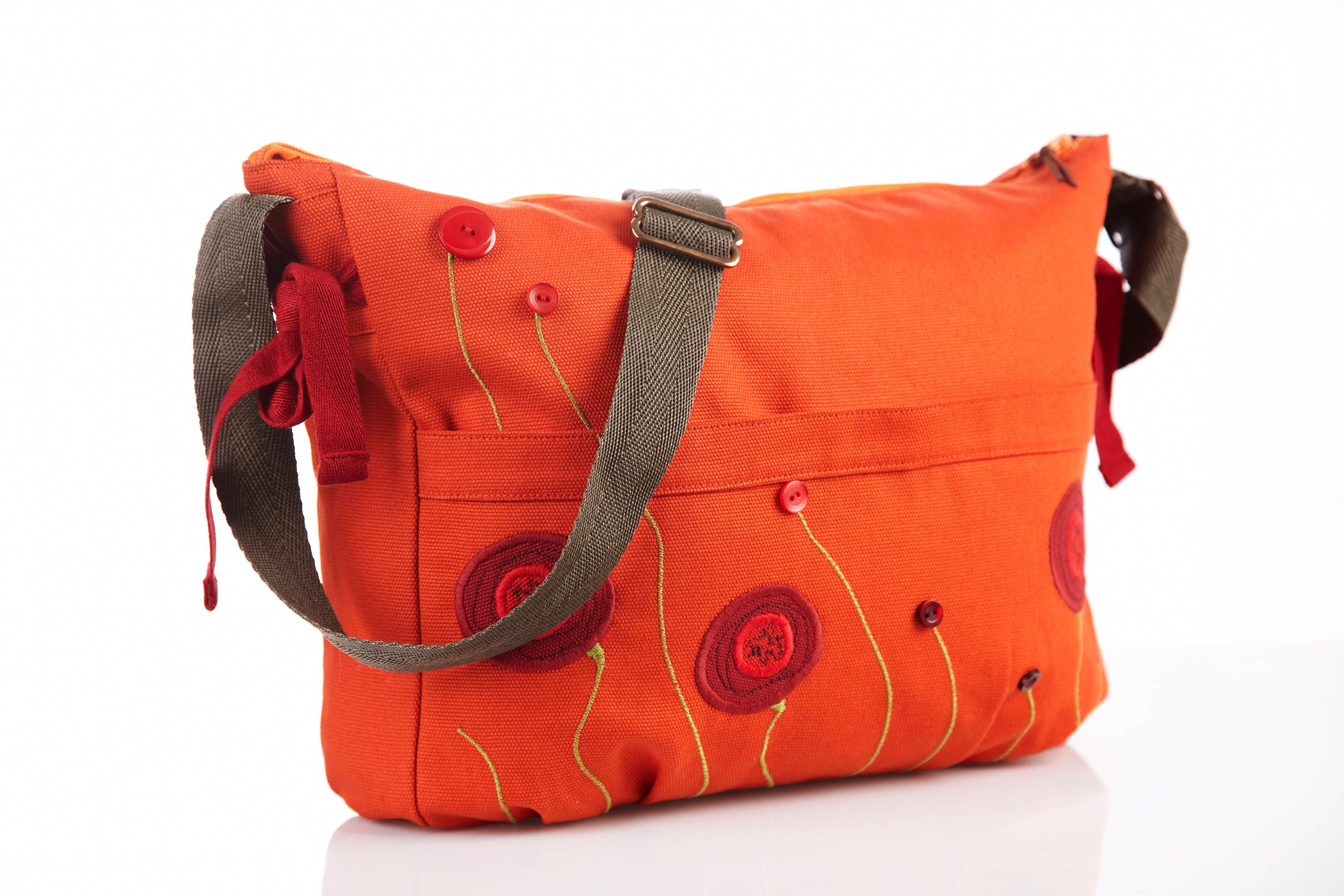 Orange Crossbody Bag Fabric Messenger Purse Orange Fabric Bag