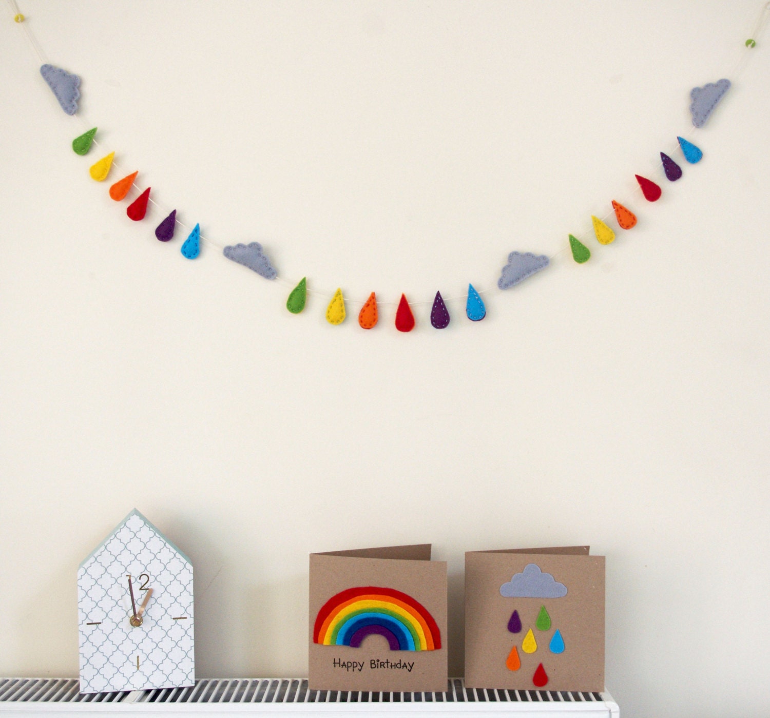 Raindrop Nursery Garland Felt Nursery Wall Decor Cloud Baby