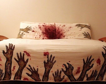 Custom hand-painted bedspread "The Walking Dead" + cushions!