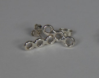 Three circles, minimalist earrings, silver, Sterling Silver earrings, bath gold