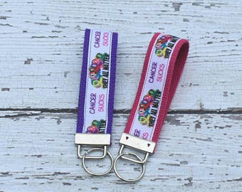 Cancer awareness - cancer awareness key fob - cancer sucks - key fob - fight cancer - keychain - cancer survivor gift - key chain