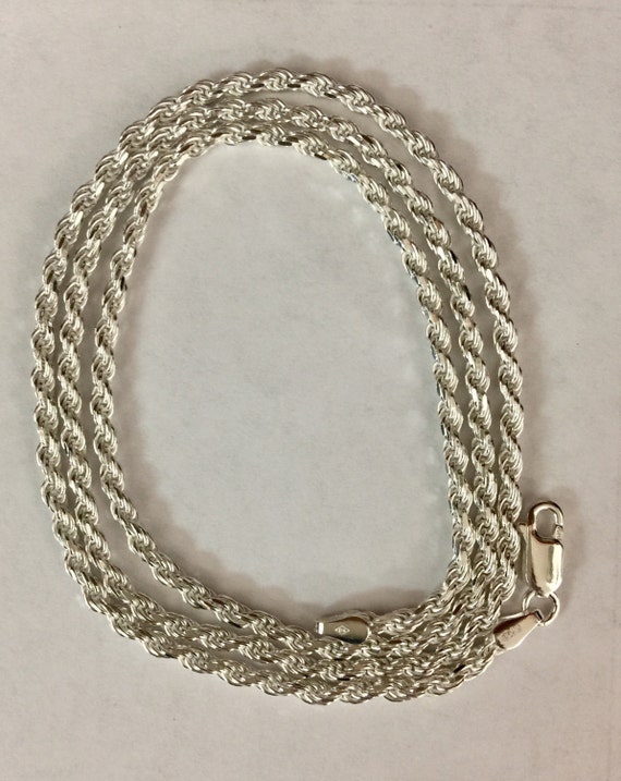 Sterling silver Rope Chain mens chain necklace 24 2mm