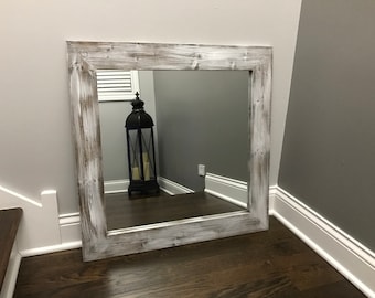 Bathroom Mirror Rustic whitewashed mirror | etsy Bathroom Mirror Rustic whitewashed mirror | etsy