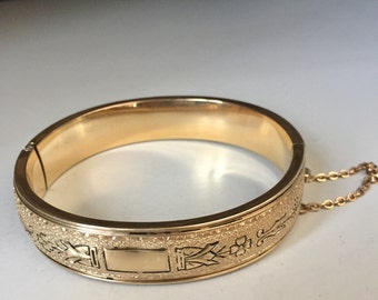 Antique Victorian taille d'epargne black enamel and 12k gold filled mourning bracelet, Memento Mori, Remembrance, Gift, Jewelry, Jewellery