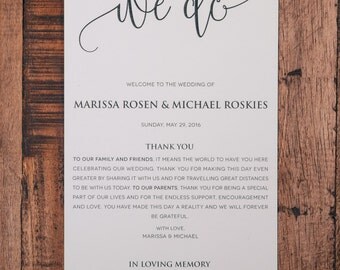 Classy Wedding Programs, One sided wedding programs, Two sided Wedding Programs, Custom Wedding Programs, Custom Programs, Programs, Program