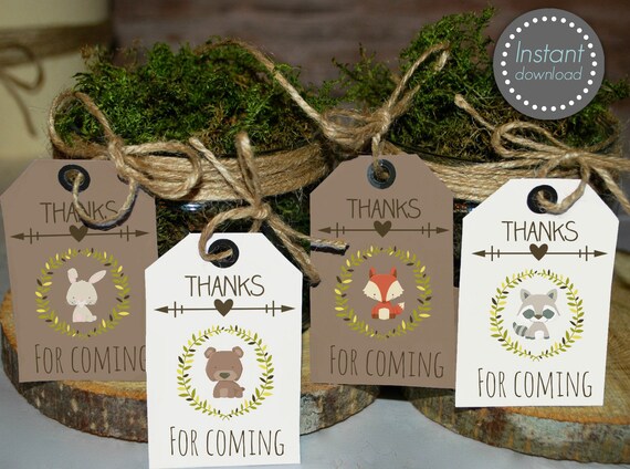 Woodland favor tags woodland favors Woodland baby shower