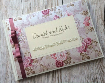 Pink Floral Vintage Guestbook