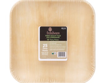 Frondware 10" Palm Leaf Square Disposable Dinner Plates