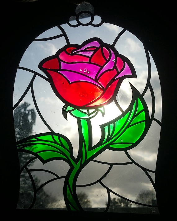 Download Disney Inspired Beauty & The Beast Rose Imitation Stained