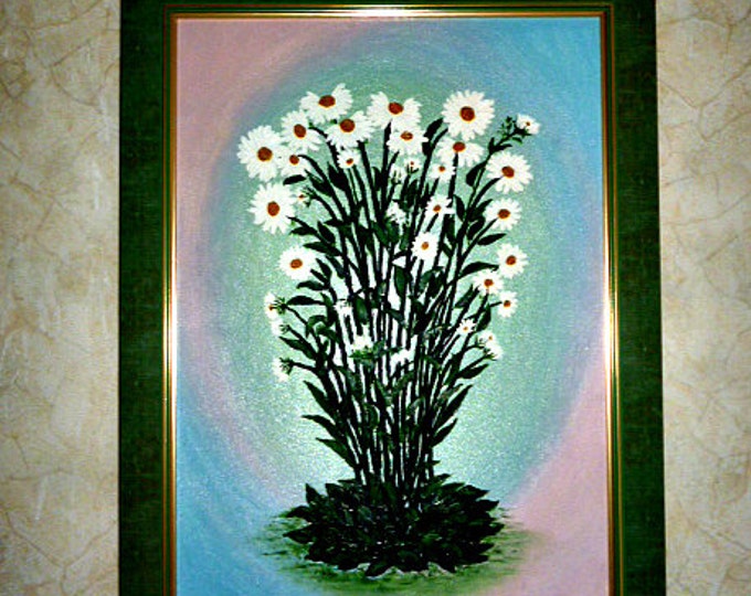 oil painting Daisy White Flower hand painted Canvas Bouquet room decor Floral painting Bedroom decor original oilpainting 13,7*19,6 in