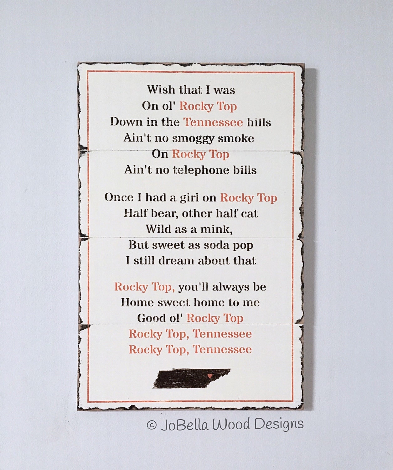 Rocky Top Tennessee Lyrics Distressed Wood Sign Farmhouse