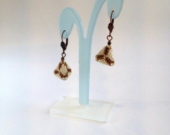 Handmade beaded peyote triangle earrings