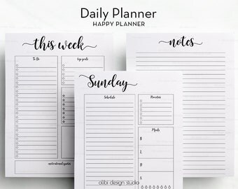Daily Planner, Happy Planner, Undated Planner, Daily Schedule, MAMBI, Printable Planner, Planner Insert, Weekly planner, MAMBI Planner