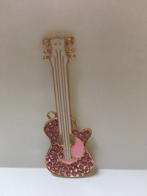 Items similar to Pink guitar, embellishments,guitar, deco, decoden