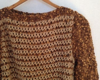 late 70s early 80s tan and brown pullover sweater
