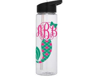 Mermaid Tail Water Bottle, Mermaid Water Bottle, Mermaid Monogram, mermaid Party, Mermaid Tumbler, Little Mermaid, Glitter Mermaid