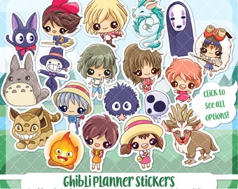 Studio Ghibli planner stickers, totoro stickers, fantasy stickers, anime stickers, kawaii stickers, erin condren, Cute planner stickers