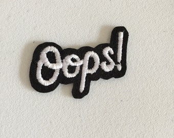 Oops Iron-On Patch, Cartoon Applique Motif, Pop Art Decorative Patch, DIY Embroidery, Embroidered Applique, Pop Culture Gift