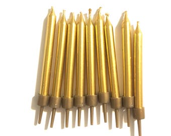 10 pcs set Gold Silver Candles with holders for Birthday Wedding Baby Shower Anniversary Party