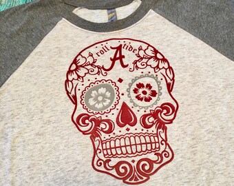 Alabama crimson tide, alabama sugar skull, sugar skull, roll tide, alabama football, raglan, christmas gifts