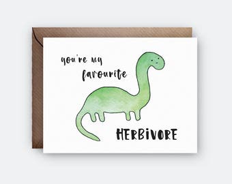 Herbivore Card | Funny Vegetarian Card | Vegan | Birthday Card | Valentines Day | Dinosaur Card | You're My Favourite Herbivore Card