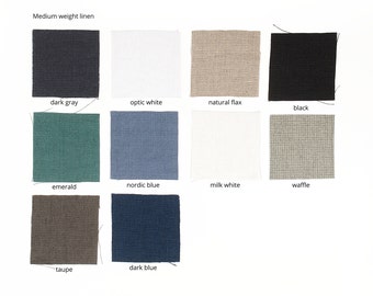 LINEN FABRIC SAMPLES - Fabric swatches of pure softened linen european flax - Softened stone washed linen fabric color palette
