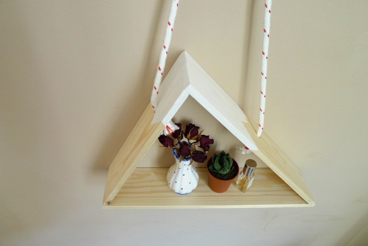 Small shelf / Triangle shelf / Rope shelf / Wooden shelf