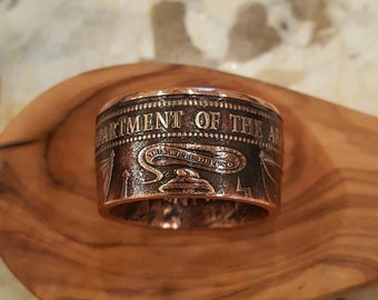 US Army Ring - Hand Forged .999 Pure Copper Coin Ring