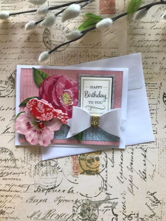 Items similar to Happy Birthday Handmade card Greeting