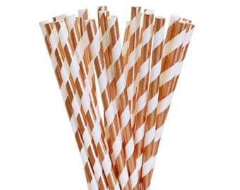 Rose Gold Straws, Copper stripped Party Decor, First Birthday, Rose Gold Engagement party, Unicorn Party Supplies, 1920's theme, sweet 16