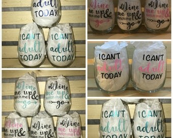 Custom 17oz. Stemless Wine Glasses ( Quantity of 4 to 6 )