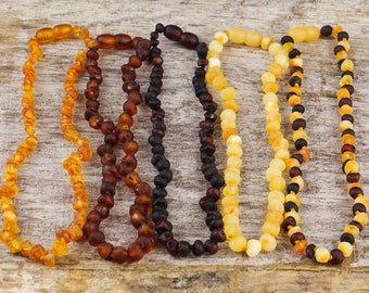 Amber teething necklace | Quality amber necklace 32 cm | 12.6 inch | Amber necklace for kids / babies | Pure amber jewelry | Natural Baltic