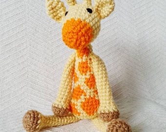Giraffe Baby Rattle/ Crochet Giraffe/ Stuffed Animals for babies/ Amigurumi Giraffe/ Stuffed Baby Toys/ Baby Shower Gift/ Crochet Animal