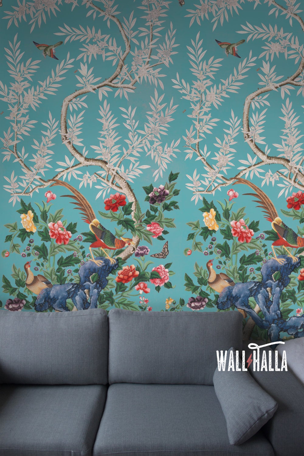 Seamless Chinoiserie Repeated Pattern Wallpaper Removable