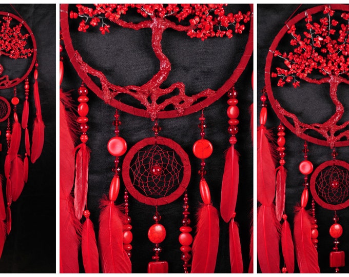 Coral howlite Dream Catcher Tree of life Dreamcatcher red Dream сatcher red dreamcatchers decor handmade Coral howlite gift Valentine's Day