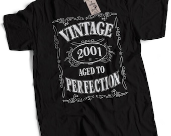 Vintage 2001 16th Birthday Gift T-Shirt S to 3XL 16th Birthday Gift For Men 16th Birthday Idea 2001 Birthday Gift Aged to Perfection Tee