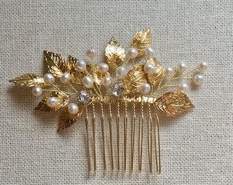 Rose Gold Bridal Hair Comb, Wedding Hair Accessories, Bridal hair accessories, gold wedding accessories, Bridal comb pearl