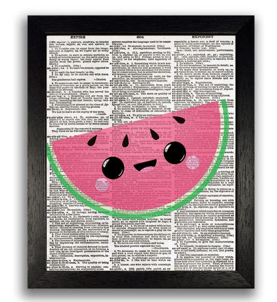 items-similar-to-cute-kawaii-watermelon-dictionary-art-dictionary-print