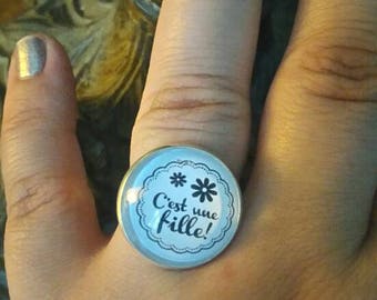 Vintage silver ring "it's a girl"