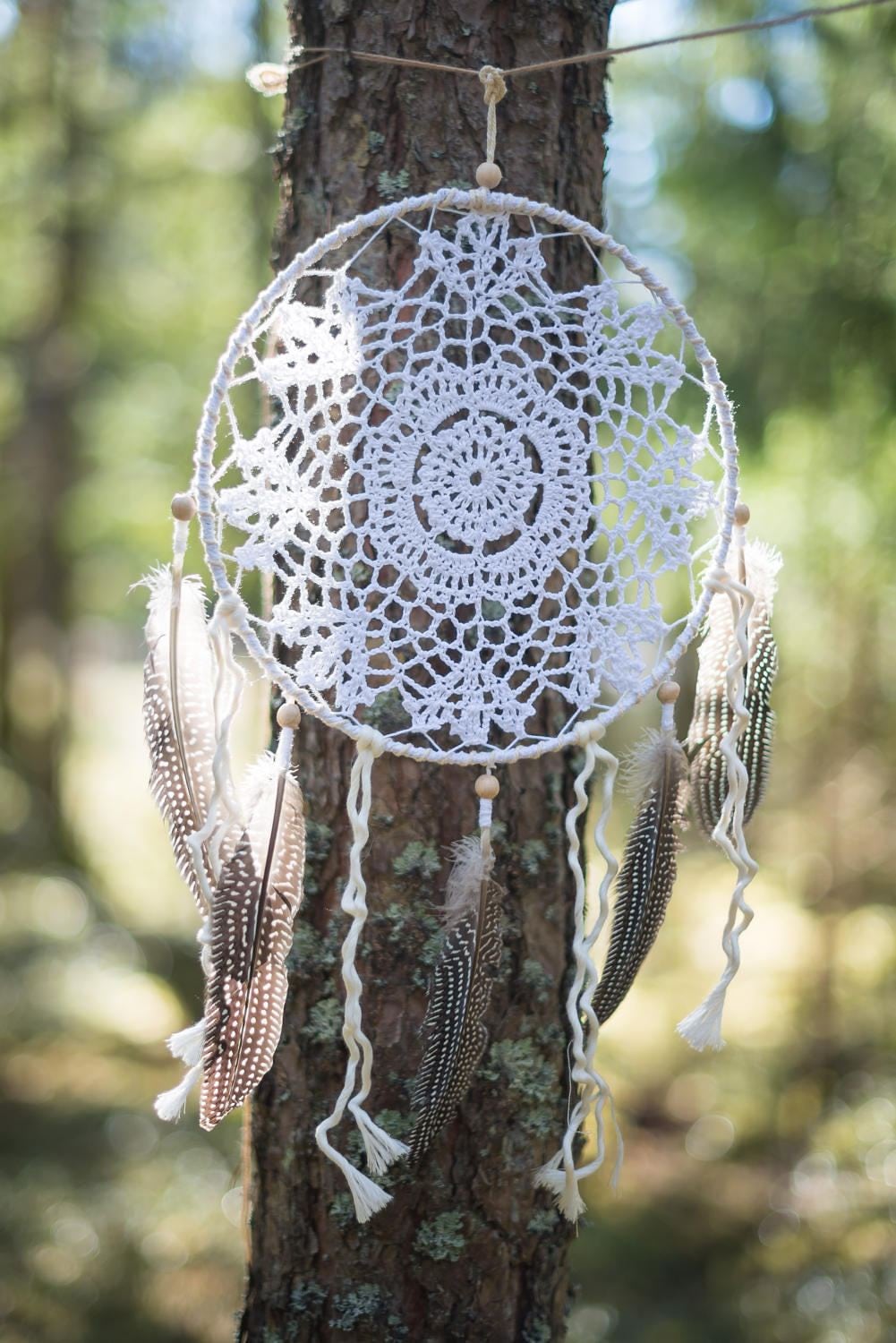 Dreamcatcher wall hanging White Doily dream catcher Boho
