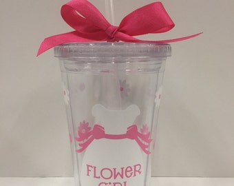 Flower girl tumbler- flower girl cup- cup for kids- childrens cup- childrens cup with straw- personalized tumbler- personalized