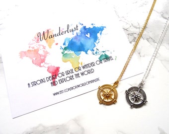 Layering compass necklace, wanderlust travel necklace, everyday necklace, dainty minimalist compass necklace, bff necklace