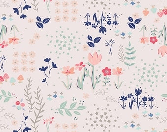 Library Gardens Jersey Knit Fabric By The Yard, Art Gallery Fabrics, Floral Jersey Fabric, Pink Knit Fabric, Childrens Apparel Sewing Fabric