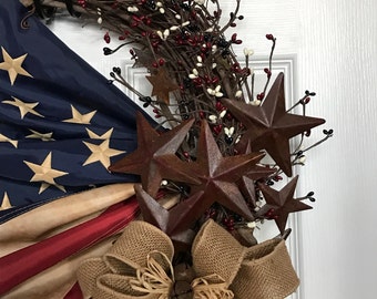 Patriotic wreath, 4th of July, Americana Wreath, Memorial Day, Military and Veterans Day Wreath, Flag wreath