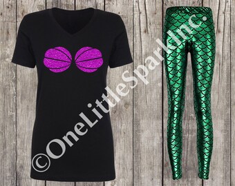 mermaid leggings Disney mermaid leggings the little mermaid leggings disney the little mermaid shirt mermaid shell bra disney mermaid