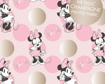 End of Bolt, Pink Metallic Minnie Mouse Jumbo Dot from the Minnie Mouse Metallic Collection by Camelot Fabrics 49"x44"