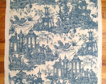 Beautiful 1930's. French Chinoisere Toile Print Fabric (9982)