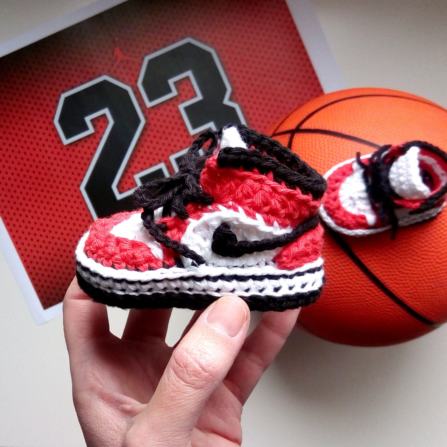 Crochet PATTERN. Air Jordans style baby sneakers.